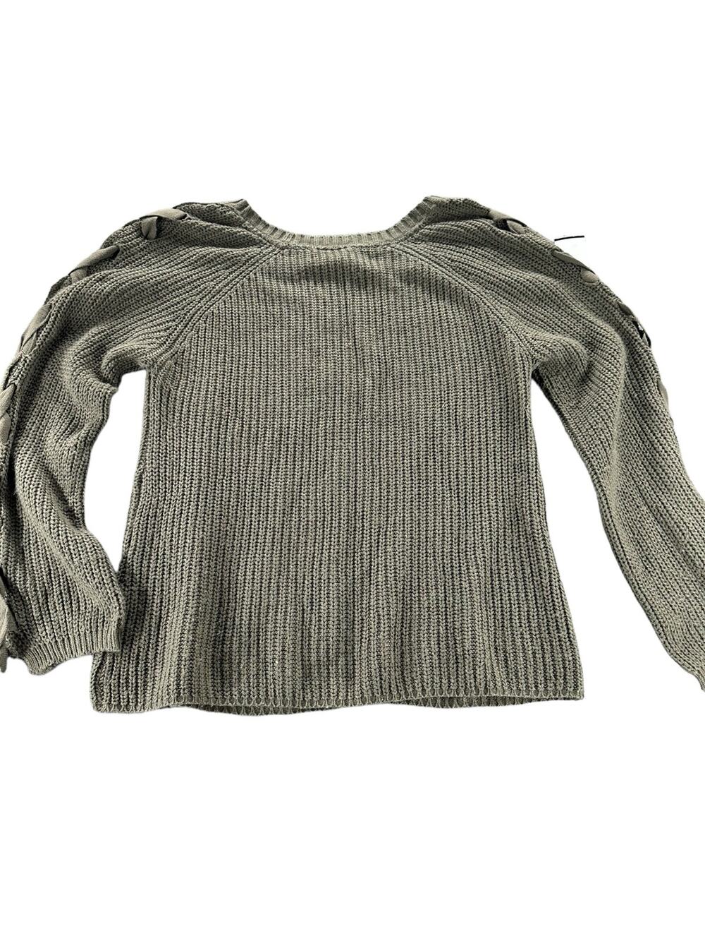Francesca's Alya Green Knit Crew Neck Pullover Sweater Women's Size Medium